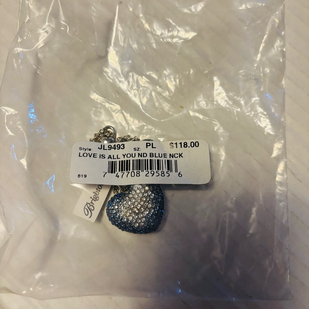 New BRIGHTON Love Is All You Need Blue Ombré Crystal Heart Necklace - Picture 5 of 5